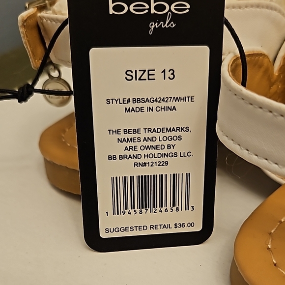 BEBE White Sparkle Girls Thong Sandals NWTs - Picture 2 of 6
